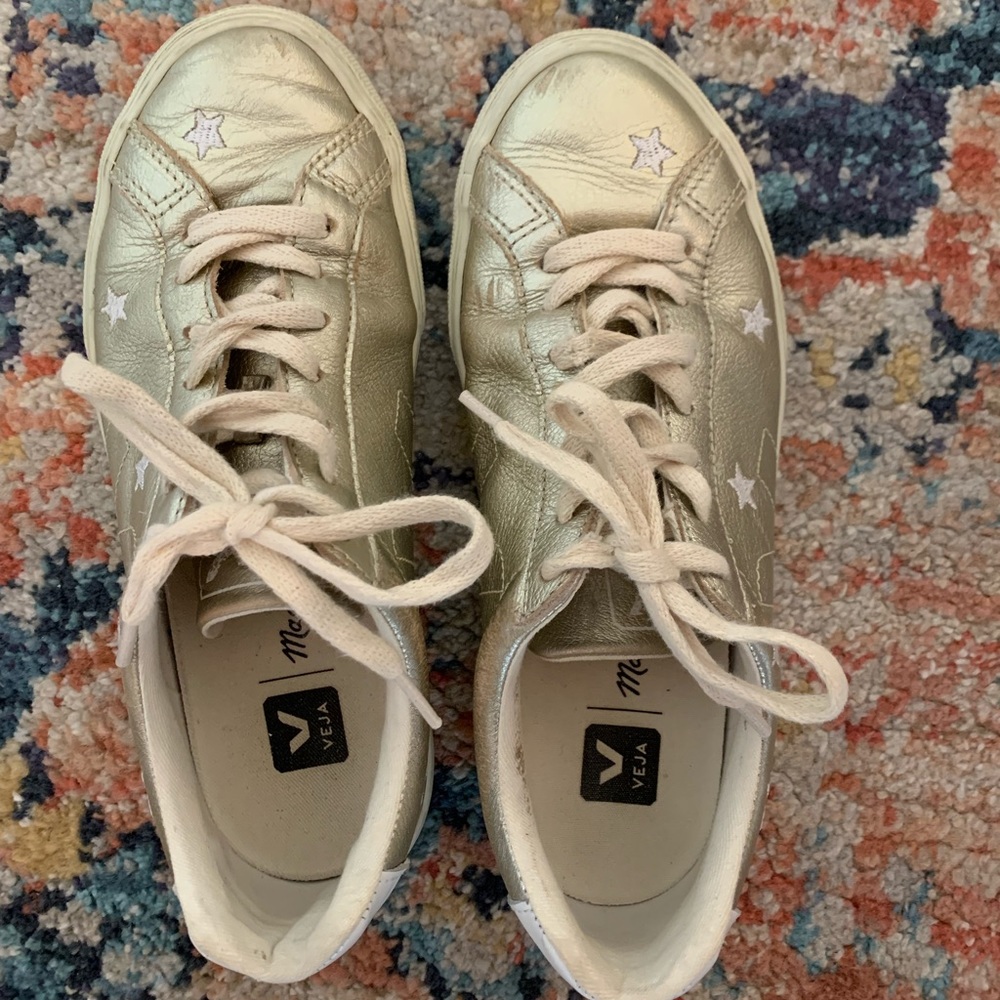 Veja x Madewell gold and star sneakers